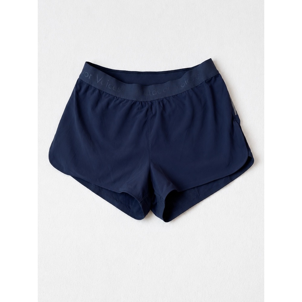 Outdoor Voices Women's XS Navy Blue Running Shorts Athletic Lined Zip Pocket